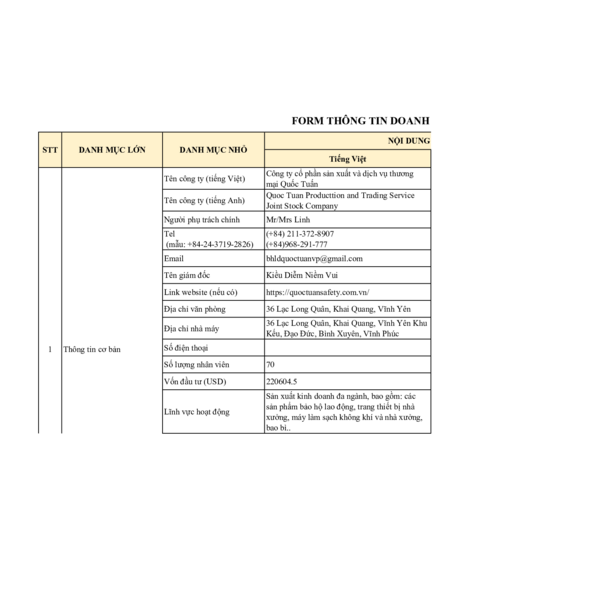 Công ty cổ phần sản xuất và dịch vụ thương mại Quốc Tuấn