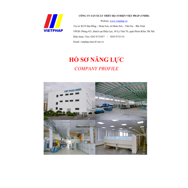 Cty TNHH SX thiết bị cơ điện Việt Pháp
