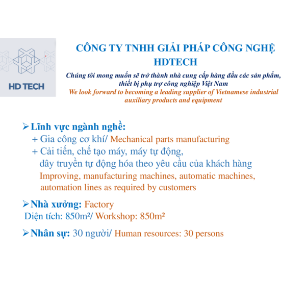CÔNG TY TNHH GIẢI PHÁP CÔNG NGHỆ HDTECH