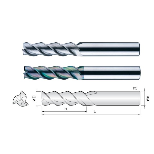 3ALE . 3 flute aluminum milling cutter