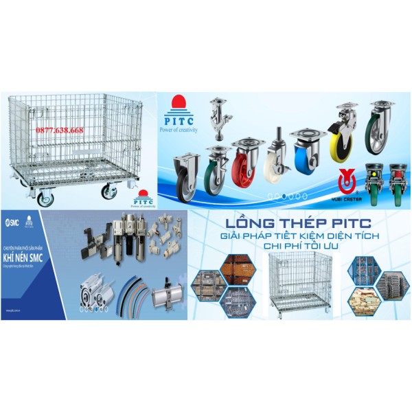 PITC_steel cages/ box pallet, Yuei caster wheels, SMC pneumatic