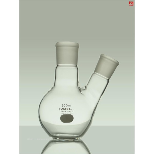 2-neck flask, Iwaki Japan flat bottom