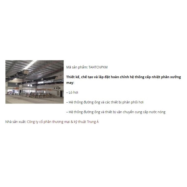 Hệ thống cấp nhiệt phân xưởng may