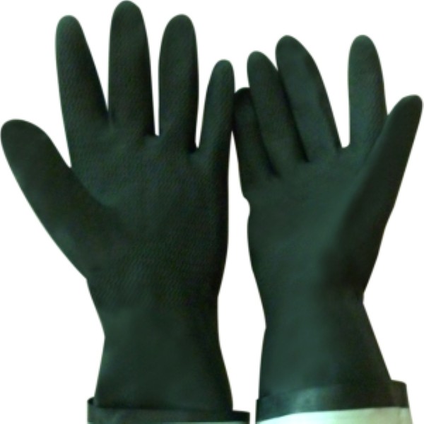 Black industrial rubber gloves RL24 – Acid-resistant and low alkali-resistant