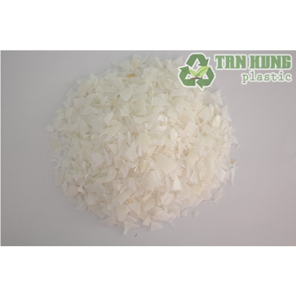 White recycled plastic HDPE block-shaped granules