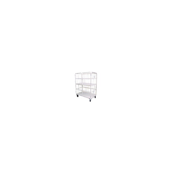 Foldable 2-tier stainless steel cart for transport in restaurants, hotels, etc.