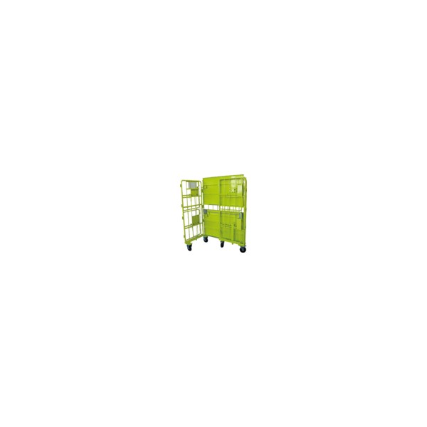 Foldable 2-tier stainless steel cart for transport in restaurants, hotels, etc.