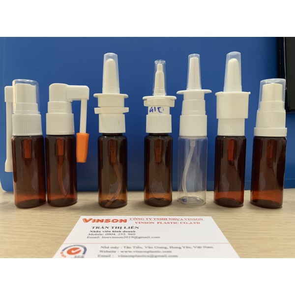 Bộ bình xịt mũi, xịt họng 20ml PET (nắp vặn)