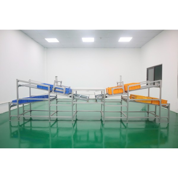 Design, fabrication, and installation of flow racks using aluminum frames. First-In, First-Out. Vietnam.